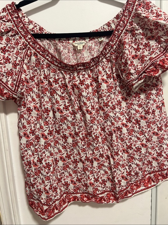 Max Studio Tops - Max Studio White and Red Floral Peasant Blouse